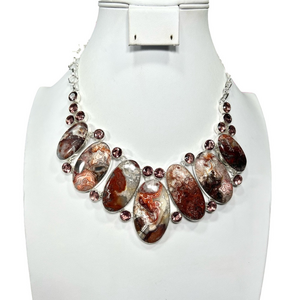 Crazy Lace Agate 925 Large Gemstone Necklace